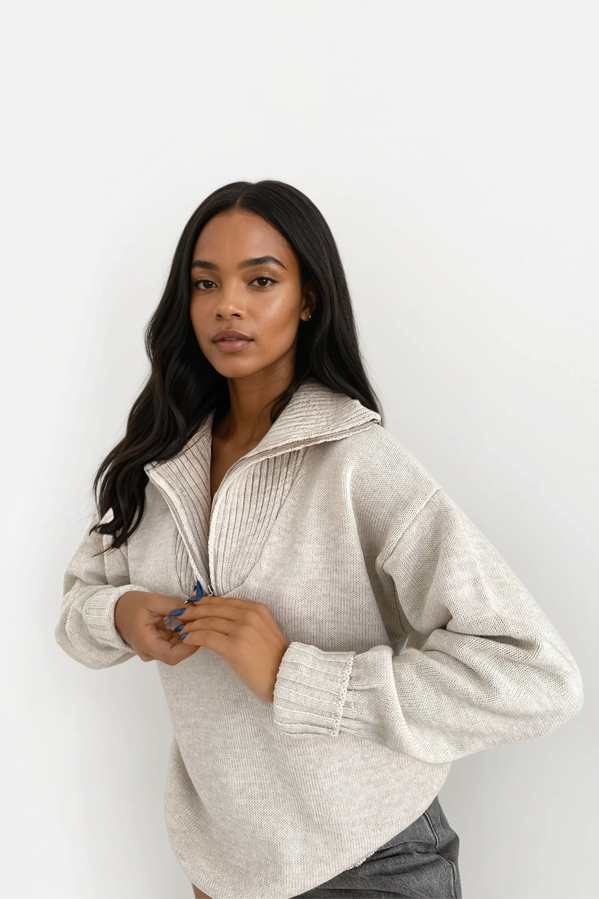 Pull à col zippé