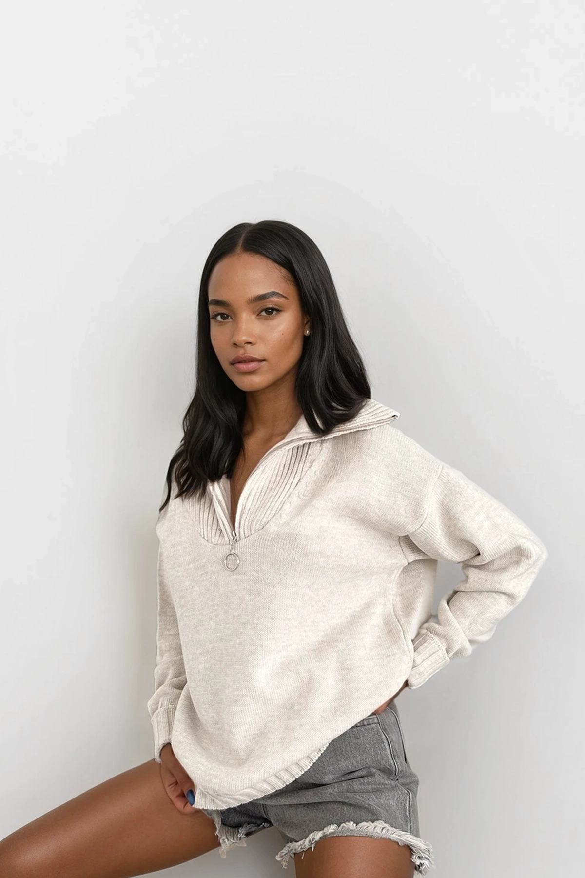 Pull à col zippé