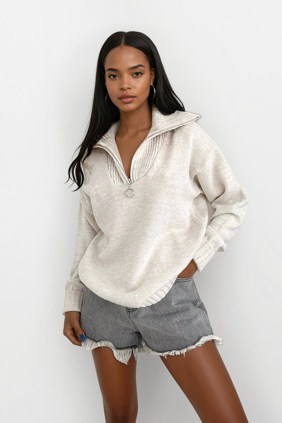 Pull à col zippé